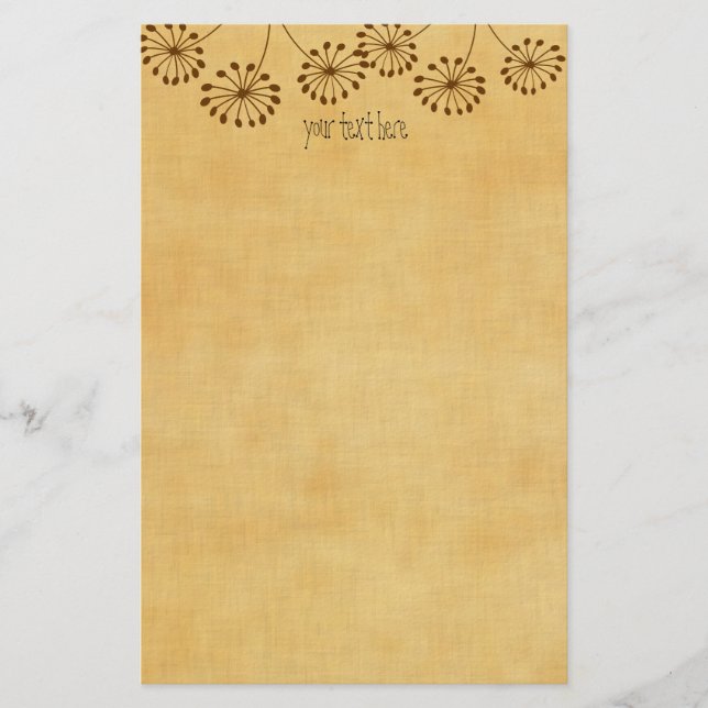 Brun Abstrakt Maskros Blommig Brevpapper (Framsida)