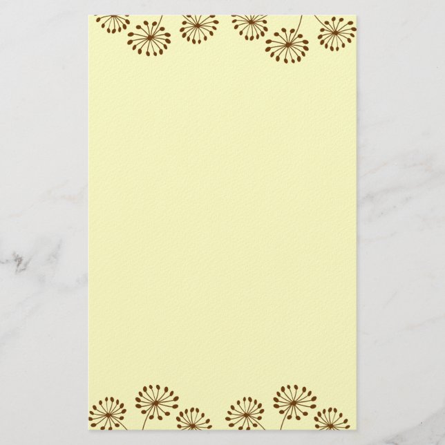 Brun Abstrakt Maskros Blommig Brevpapper (Framsida)