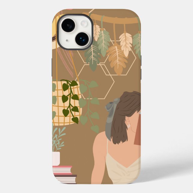 Brun Aesthetic Woman Reading Book (Baksida)