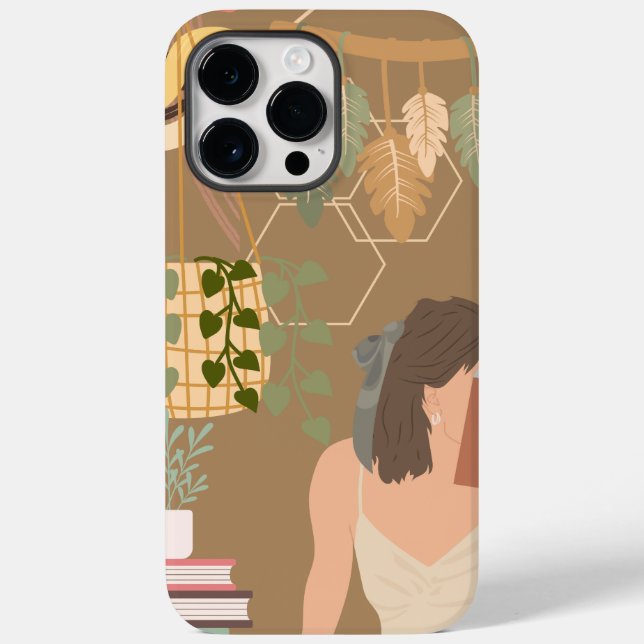 Brun Aesthetic Woman Reading Book (Baksida)