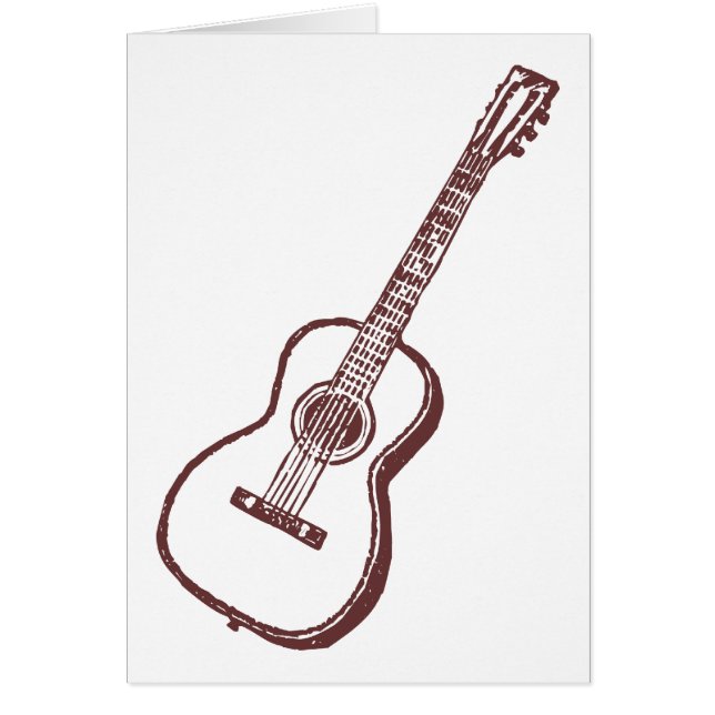 Brun akustisk klassisk gitarr hälsningskort (Framsidan)
