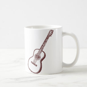 Brun akustisk klassisk gitarr kaffemugg