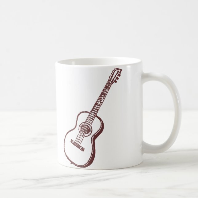 Brun akustisk klassisk gitarr kaffemugg (Höger)
