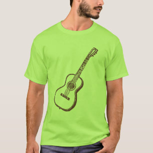 Brun akustisk klassisk gitarr tee
