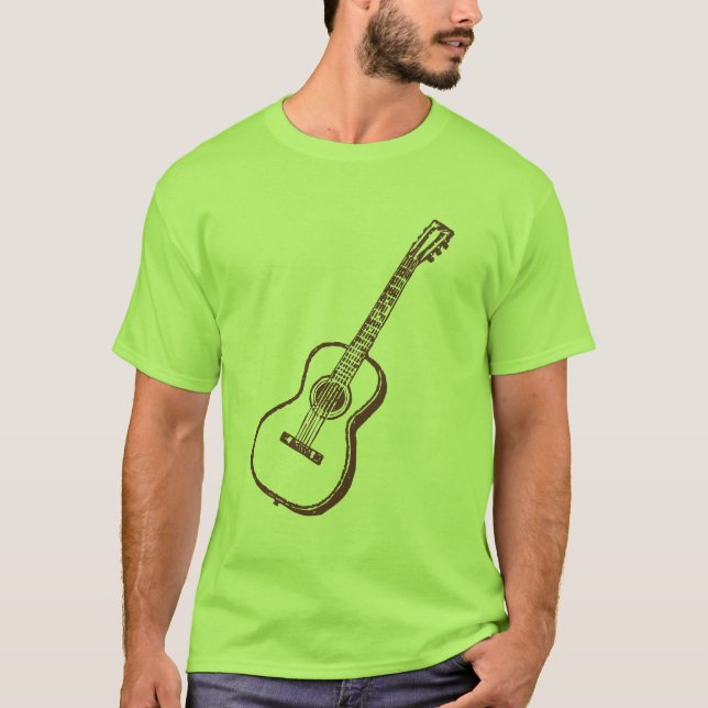 Brun akustisk klassisk gitarr tee (Framsida)