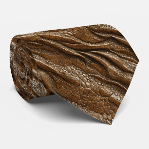 Brun Alligator Krokodil Drakorm Läder Slips