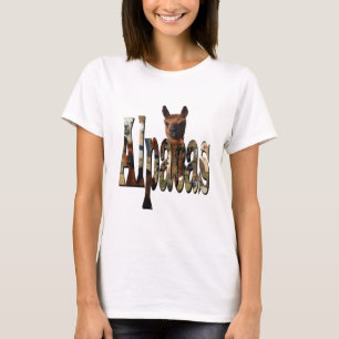 Brun alp med Alpacas Namn Logotyp. T Shirt