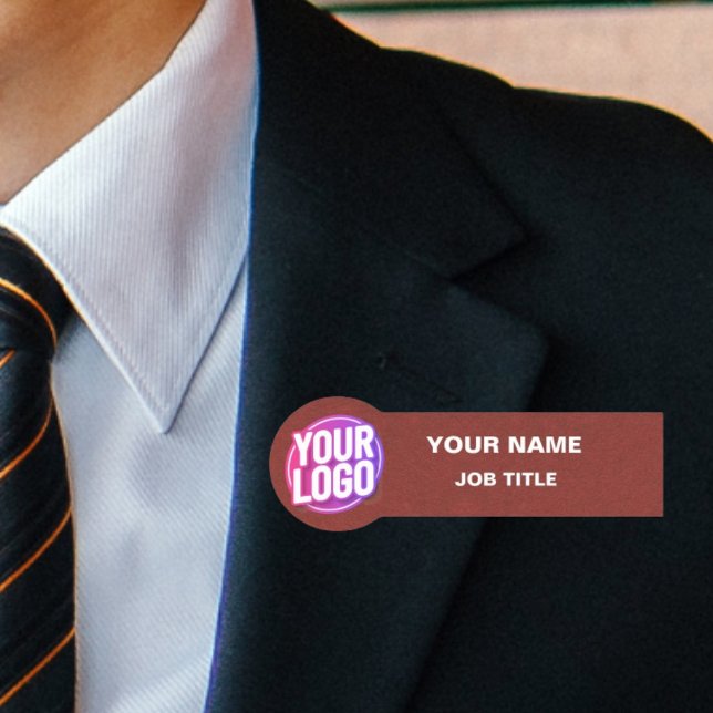 Brun Anpassningsbar Logotyp Namn bricka med säkerh Namnbricka (Skapare uppladdad)