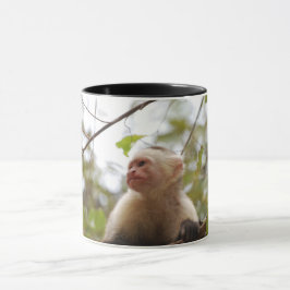 Brun apa - Vit framlagd capuchin Mugg