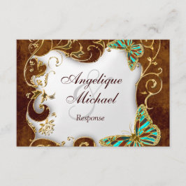 Brun aqua guld land BRUDKLIPPning svenskt bröllop OSA Kort