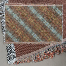 Brun Aqua och Orange Tribal Abstrakt Stripe Filt