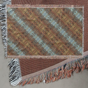 Brun Aqua och Orange Tribal Abstrakt Stripe Filt