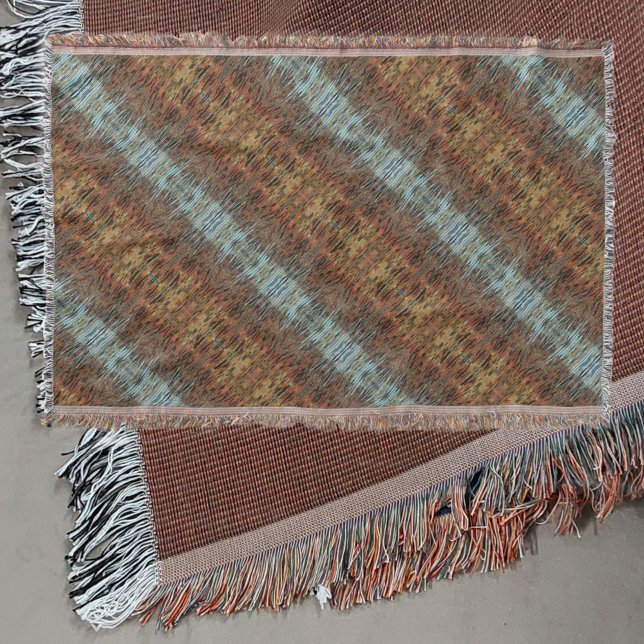 Brun Aqua och Orange Tribal Abstrakt Stripe Filt (Skapare uppladdad)