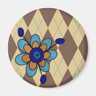 Brun argyle och blomma magnet