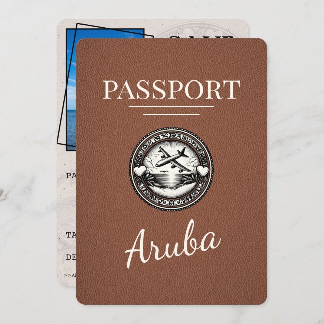 Brun Aruba Passport sparar datumet Spara Datumet (Fram/baksida)