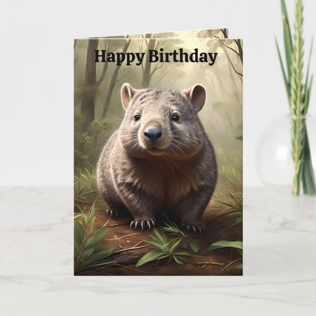 Brun australisk wombat, födelsedagskort kort (Framsida)