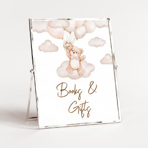 Brun Baby Bear Balloon Baby Shower Bokar & Gifts Poster