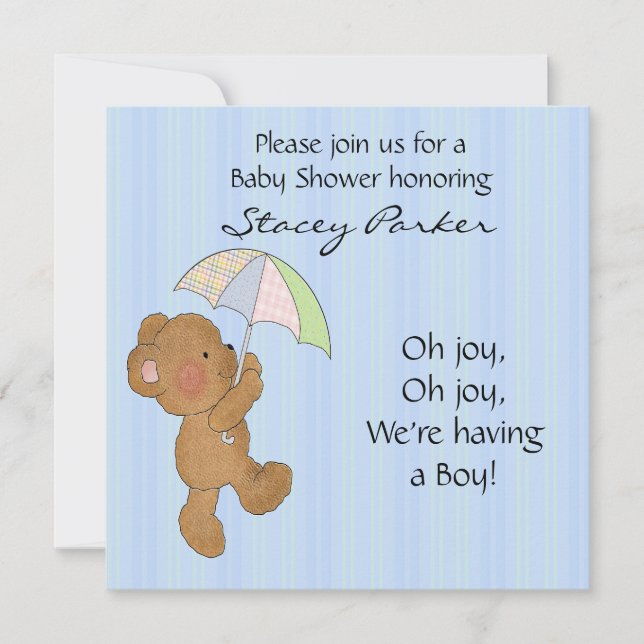 Brun Baby Bear Shower-inbjudan Inbjudningar (Framsida)