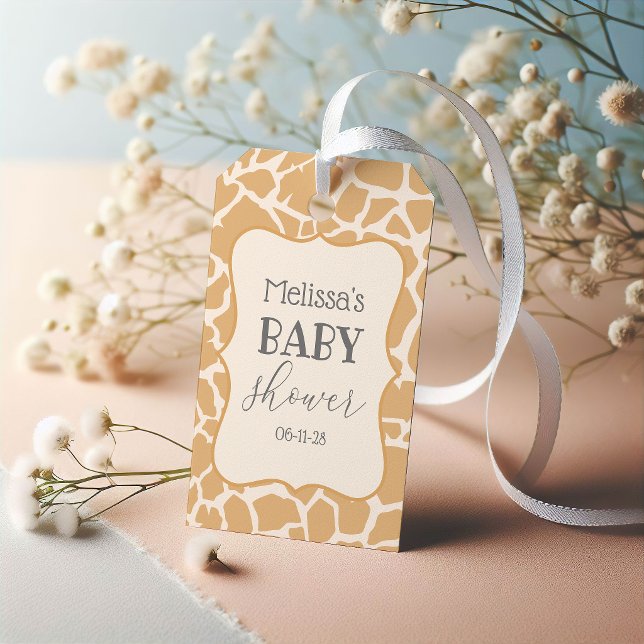 Brun Baby Pojke Giraff Presentetikett (Skapare uppladdad)