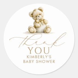 Brun Baby Shower Teddybjörn Tack Favors Runt Klistermärke