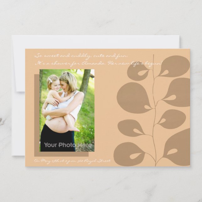 Brun baby showerinbjudan för murgröna inbjudningar (Framsida)