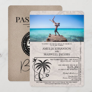 Brun Bahamas-inbjudan till passbröllop Inbjudningar