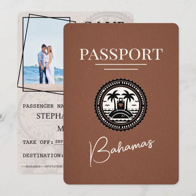 Brun Bahamas-pass Spara datum Datumet (Fram/baksida)