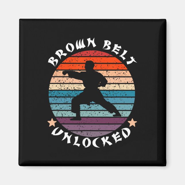 Brun Bälte-nivå Olåst Achievement Karate-Behålla Magnet (Framsidan)