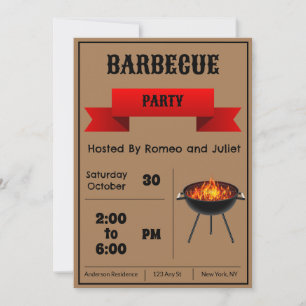 Brun Barbecue Party-inbjudan Inbjudningar