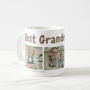 Brun Bästa Mormor/Morföräldrar Någonsin 3 Fotosamm Kaffemugg