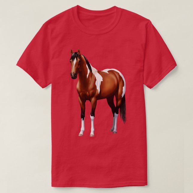 Brun Bay Quarter Horse Pinto Paint Horse Stallion T Shirt (Design framsida)