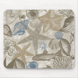 Brun Beach Blue-Snäckor Ocean Musmatta