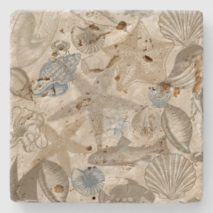Brun Beach Blue-Snäckor Ocean Stenunderlägg