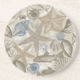 Brun Beach Blue-Snäckor Ocean Underlägg