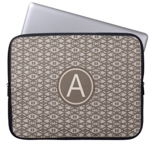 Brun beige diamantmönster & monogram laptop fodral