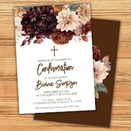 Brun Beige Flowers Blommigt Bekräftelse Inbjudningar