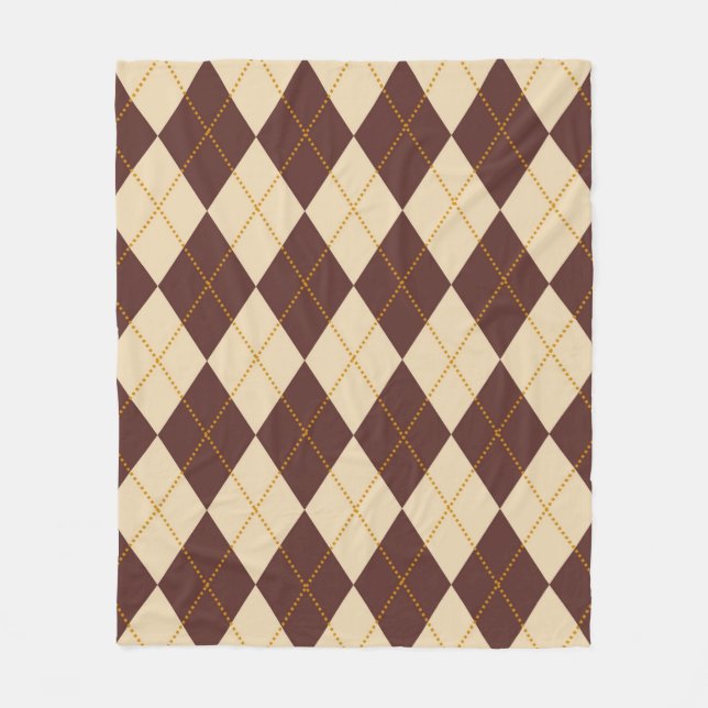 Brun Beige Höst Argyle Diamant Mönster  Fleecefilt (Framsidan)