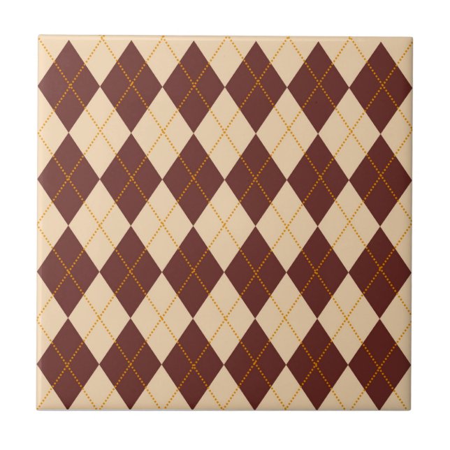 Brun Beige Höst Argyle Diamant Mönster  Kakelplatta (Framsidan)