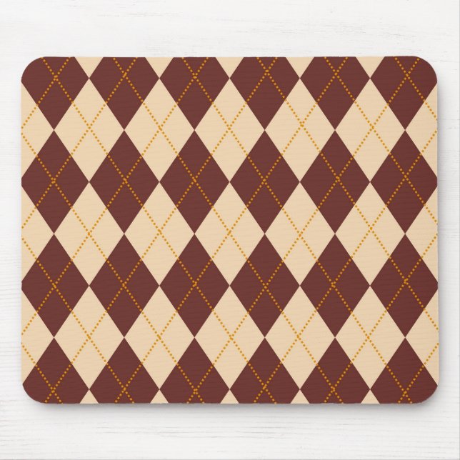 Brun Beige Höst Argyle Diamantmönster Musmatta (Framsidan)