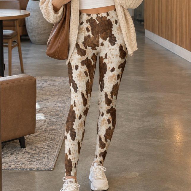 Brun Beige Kuhhaut Mønster Leggings (Skapare uppladdad)