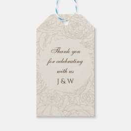 Brun beige monogram för bröllopsäckar presentetikett