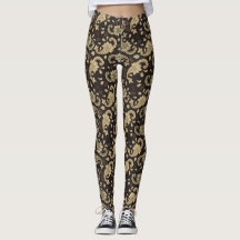 Brun-beige paisley-mönstrade leggings