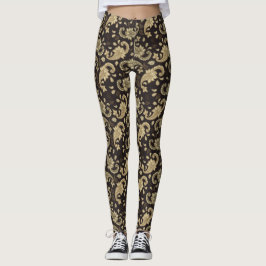 Brun-beige paisley-mönstrade leggings