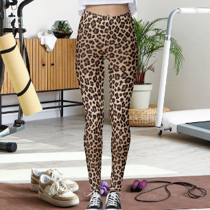 Brun Beige Safari Vild Katt Skinn Leopard Mönster Leggings