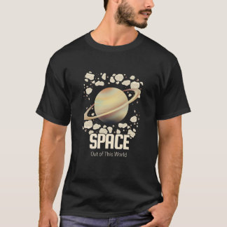 Brun Beige Saturnus Planet T Shirt