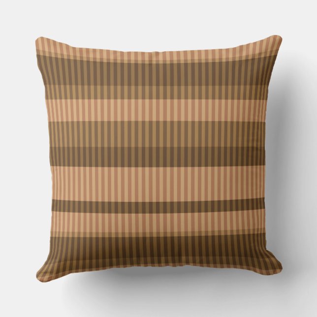 Brun beige shades strimlade lodrät mönster kudde (Baksida)