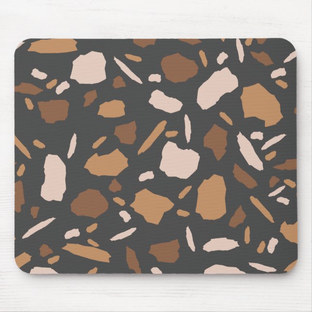 Brun, Beige, Tan och Grå Terrazzo Marmor Musmatta (Framsidan)