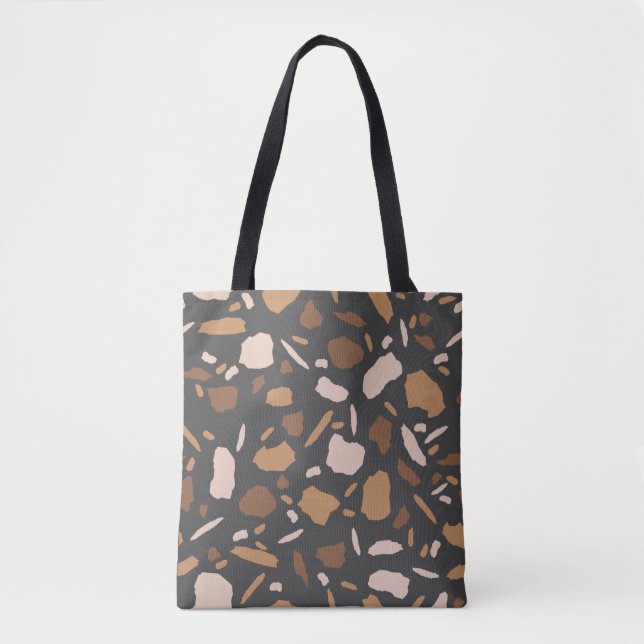 Brun, Beige, Tan och Grå Terrazzo Marmor Tygkasse (Framsida)