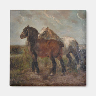 Brun belgisk Draft Horse Fine Art Painting: Magnet