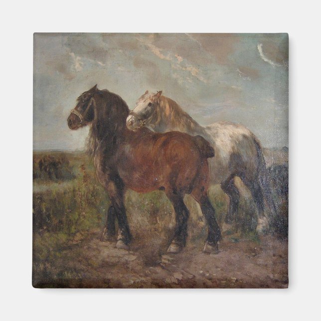 Brun belgisk Draft Horse Fine Art Painting: Magnet (Framsidan)